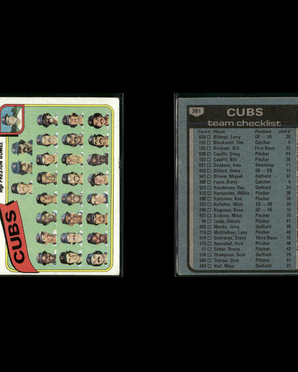 Chicago Cubs 1980 Topps Baseball 44-Card Lot Topps VG