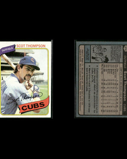 Chicago Cubs 1980 Topps Baseball 44-Card Lot Topps VG