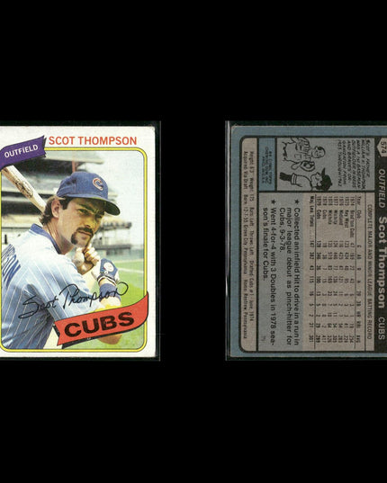 Chicago Cubs 1980 Topps Baseball 44-Card Lot Topps VG