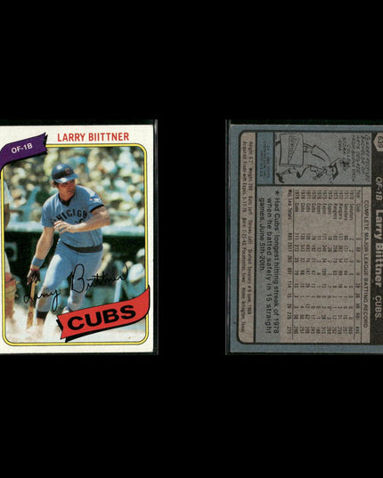 Chicago Cubs 1980 Topps Baseball 44-Card Lot Topps VG