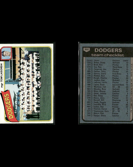 Los Angeles Dodgers 1980 Topps Baseball 41-Card Lot Topps VG