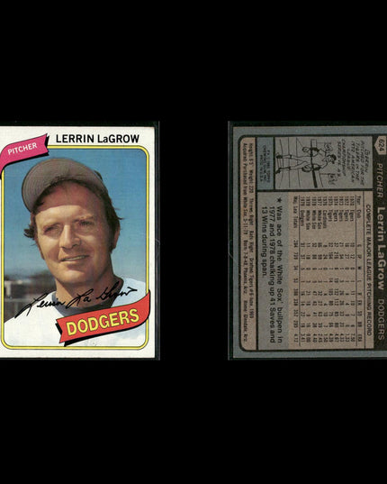 Los Angeles Dodgers 1980 Topps Baseball 41-Card Lot Topps VG