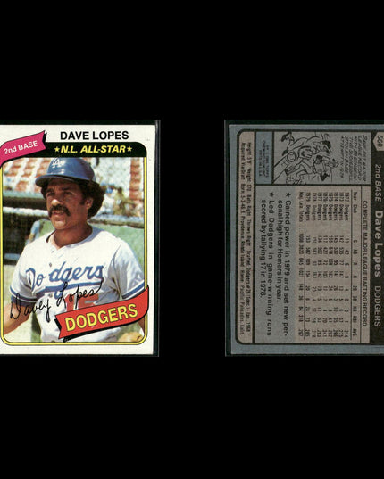 Los Angeles Dodgers 1980 Topps Baseball 41-Card Lot Topps VG