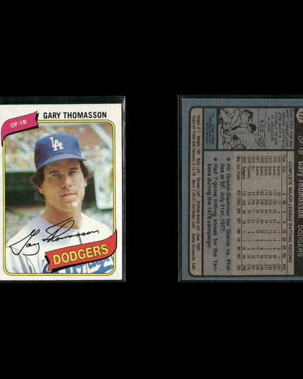 Los Angeles Dodgers 1980 Topps Baseball 41-Card Lot Topps VG