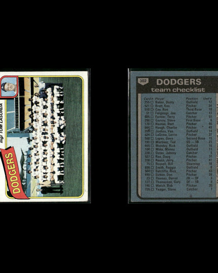 Los Angeles Dodgers 1980 Topps Baseball 41-Card Lot Topps VG