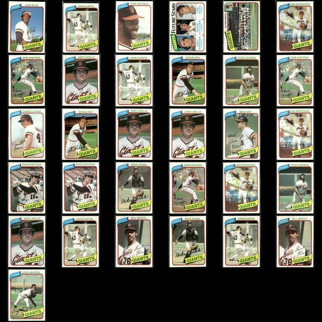 San Francisco Giants 1980 Topps Baseball 31-Card Lot Topps VG