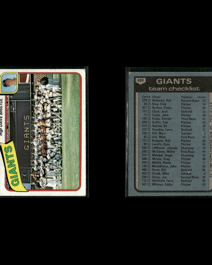 San Francisco Giants 1980 Topps Baseball 31-Card Lot Topps VG