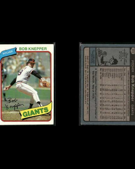 San Francisco Giants 1980 Topps Baseball 31-Card Lot Topps VG