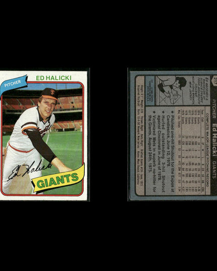 San Francisco Giants 1980 Topps Baseball 31-Card Lot Topps VG