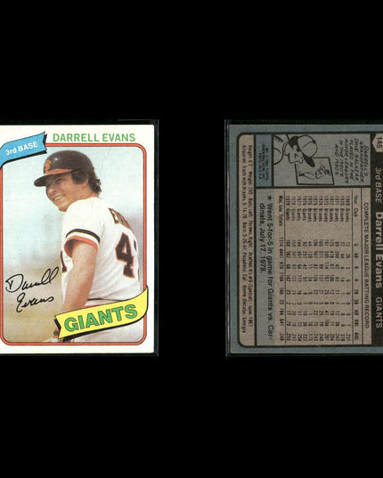 San Francisco Giants 1980 Topps Baseball 31-Card Lot Topps VG