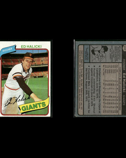 San Francisco Giants 1980 Topps Baseball 31-Card Lot Topps VG