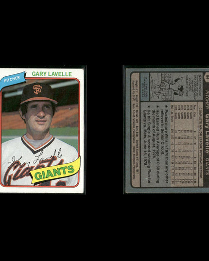 San Francisco Giants 1980 Topps Baseball 31-Card Lot Topps VG