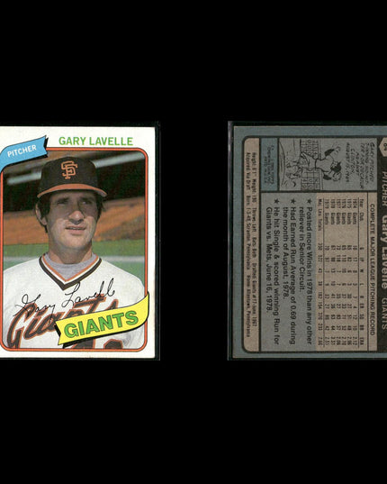 San Francisco Giants 1980 Topps Baseball 31-Card Lot Topps VG