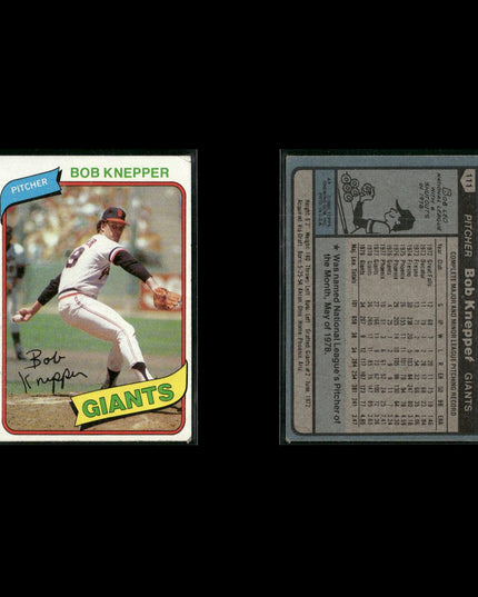 San Francisco Giants 1980 Topps Baseball 31-Card Lot Topps VG
