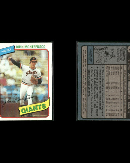 San Francisco Giants 1980 Topps Baseball 31-Card Lot Topps VG