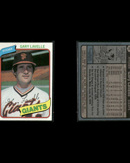 San Francisco Giants 1980 Topps Baseball 31-Card Lot Topps VG