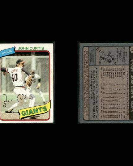San Francisco Giants 1980 Topps Baseball 31-Card Lot Topps VG