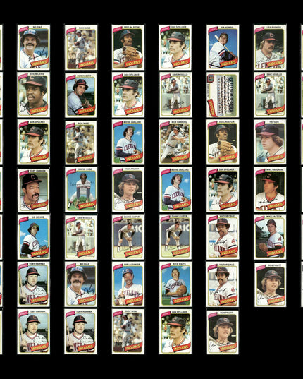 Cleveland Indians 1980 Topps Baseball 54-Card Lot Topps VG