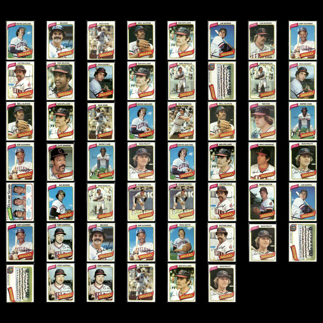 Cleveland Indians 1980 Topps Baseball 54-Card Lot Topps VG
