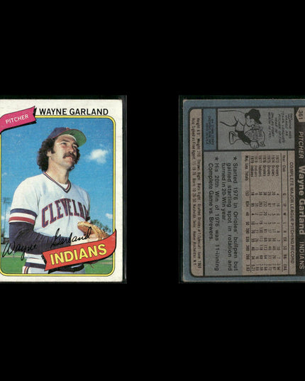 Cleveland Indians 1980 Topps Baseball 54-Card Lot Topps VG