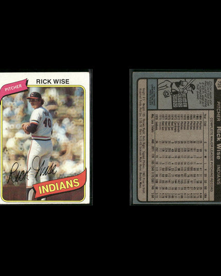 Cleveland Indians 1980 Topps Baseball 54-Card Lot Topps VG