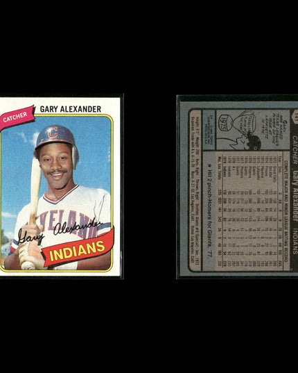 Cleveland Indians 1980 Topps Baseball 54-Card Lot Topps VG