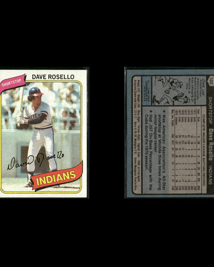 Cleveland Indians 1980 Topps Baseball 54-Card Lot Topps VG