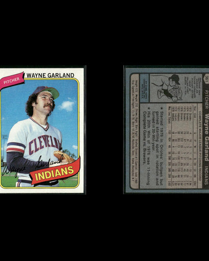 Cleveland Indians 1980 Topps Baseball 54-Card Lot Topps VG