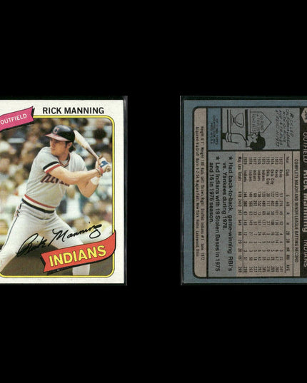 Cleveland Indians 1980 Topps Baseball 54-Card Lot Topps VG