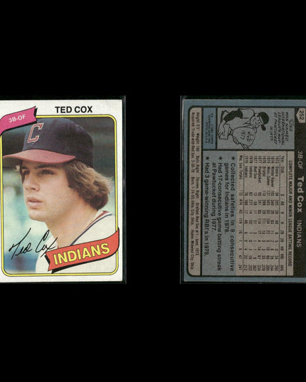Cleveland Indians 1980 Topps Baseball 54-Card Lot Topps VG