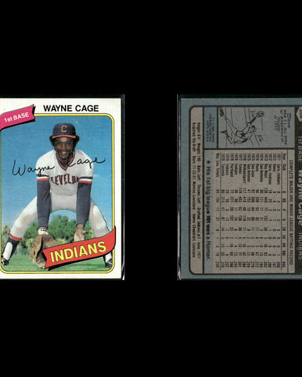 Cleveland Indians 1980 Topps Baseball 54-Card Lot Topps VG
