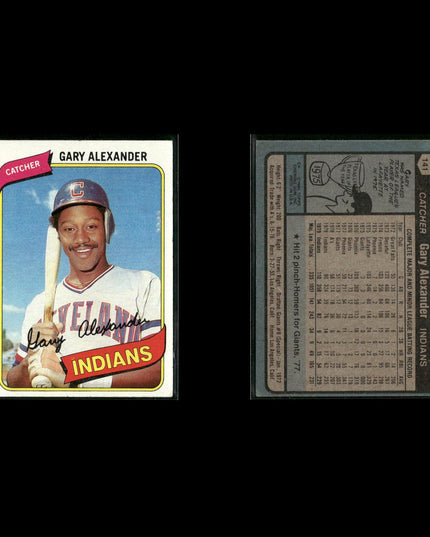 Cleveland Indians 1980 Topps Baseball 54-Card Lot Topps VG