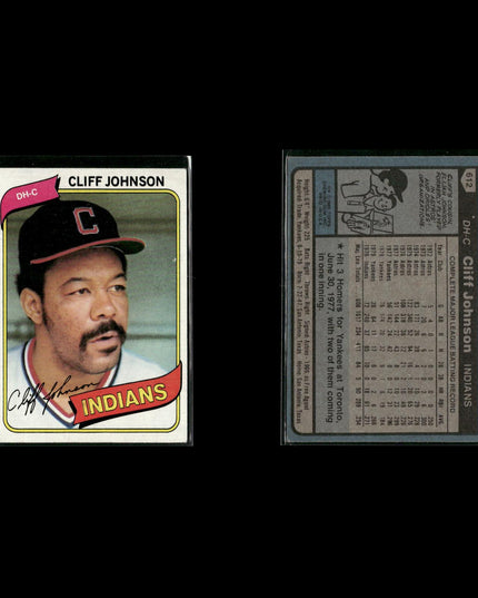 Cleveland Indians 1980 Topps Baseball 54-Card Lot Topps VG