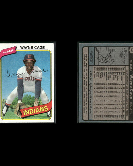 Cleveland Indians 1980 Topps Baseball 54-Card Lot Topps VG