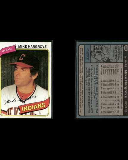Cleveland Indians 1980 Topps Baseball 54-Card Lot Topps VG