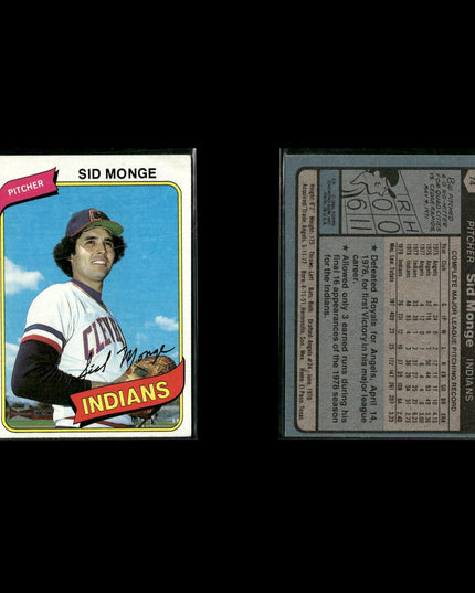 Cleveland Indians 1980 Topps Baseball 54-Card Lot Topps VG