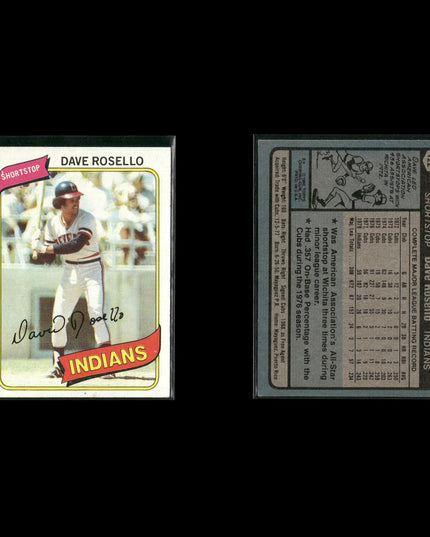 Cleveland Indians 1980 Topps Baseball 54-Card Lot Topps VG