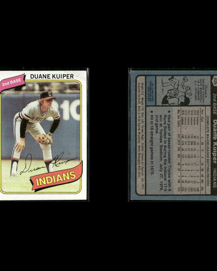 Cleveland Indians 1980 Topps Baseball 54-Card Lot Topps VG