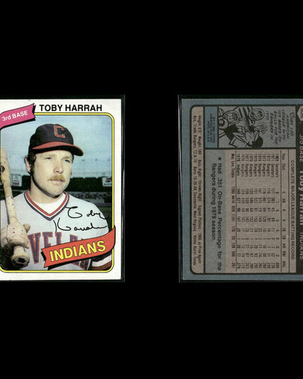 Cleveland Indians 1980 Topps Baseball 54-Card Lot Topps VG