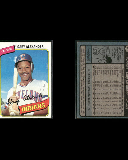 Cleveland Indians 1980 Topps Baseball 54-Card Lot Topps VG