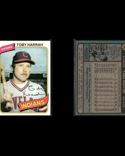 Cleveland Indians 1980 Topps Baseball 54-Card Lot Topps VG