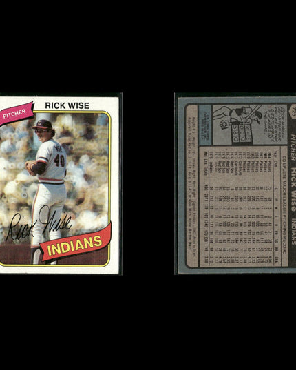 Cleveland Indians 1980 Topps Baseball 54-Card Lot Topps VG