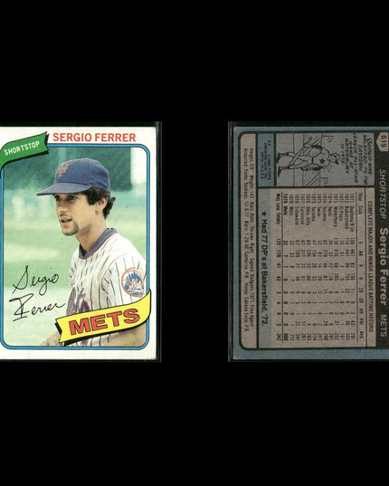New York Mets 1980 Topps Baseball 41-Card Lot Topps VG