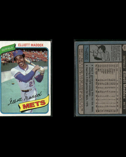 New York Mets 1980 Topps Baseball 41-Card Lot Topps VG