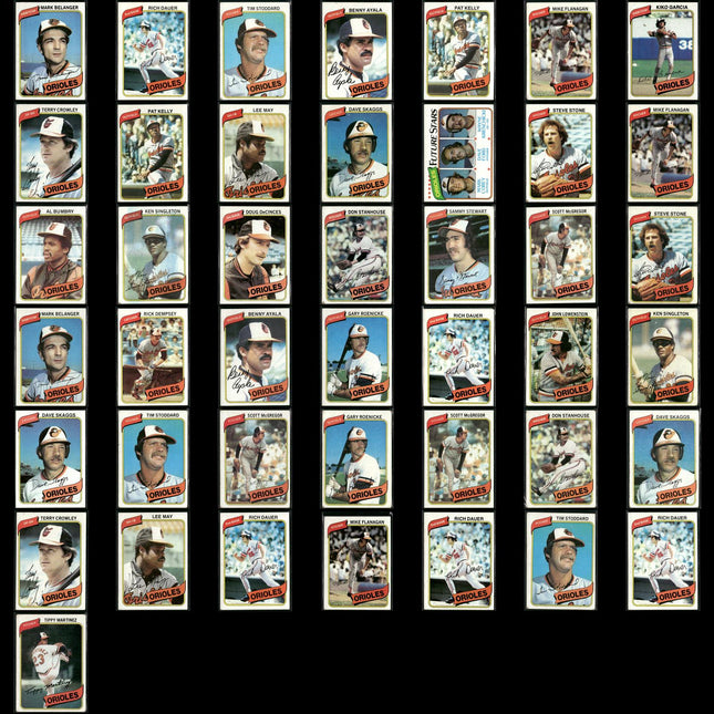 Baltimore Orioles 1980 Topps Baseball 43-Card Lot Topps VG