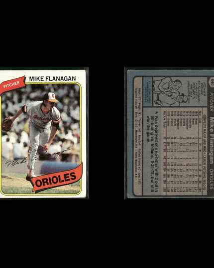 Baltimore Orioles 1980 Topps Baseball 43-Card Lot Topps VG