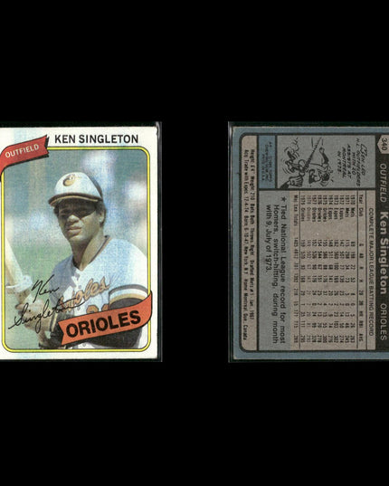 Baltimore Orioles 1980 Topps Baseball 43-Card Lot Topps VG