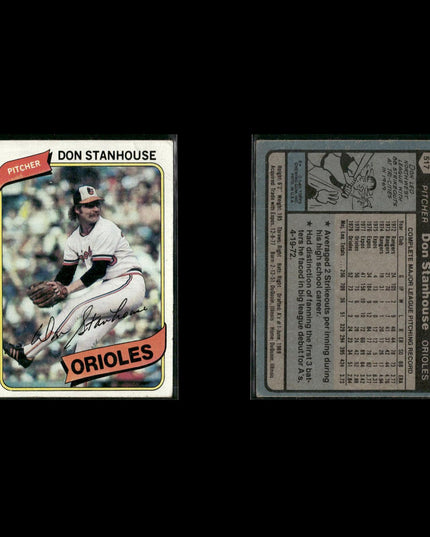Baltimore Orioles 1980 Topps Baseball 43-Card Lot Topps VG