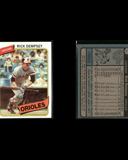 Baltimore Orioles 1980 Topps Baseball 43-Card Lot Topps VG