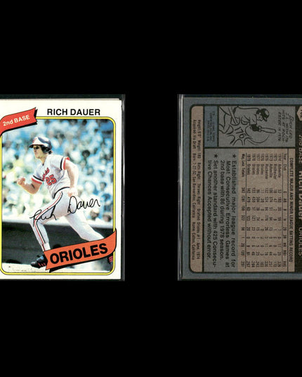 Baltimore Orioles 1980 Topps Baseball 43-Card Lot Topps VG